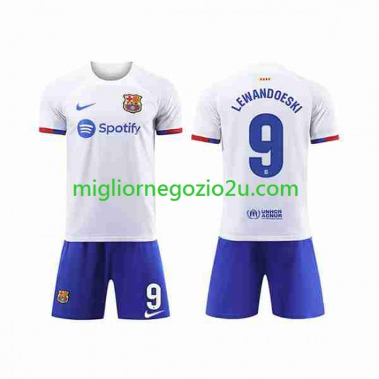 Maglia FC Barcelona LEWANDOWSKI 9 Bambino Trasferta Divisa 2023-2024 Manica Corta