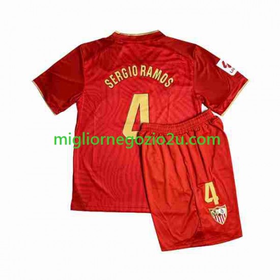 Maglia Sevilla FC Sergio Ramos 4 Bambino Trasferta Divisa 2023-2024 Manica Corta