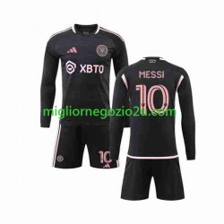 Maglia Inter Miami Lionel Messi 10 Bambino Trasferta Divisa 2023-2024 Manica Lunga
