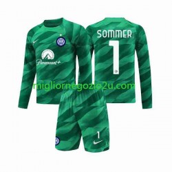 Maglia Inter Milan Sommer 1 Portiere Bambino Trasferta Divisa 2023-2024 Manica Lunga