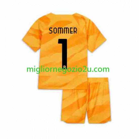 Maglia Inter Milan Sommer 1 Portiere Bambino Casa Divisa 2023-2024 Manica Corta