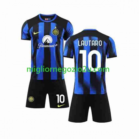 Maglia Inter Milan Lautaro Martinez 10 Bambino Casa Divisa 2023-2024 Manica Corta