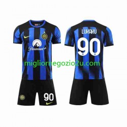 Maglia Inter Milan Lukaku 90 Bambino Casa Divisa 2023-2024 Manica Corta