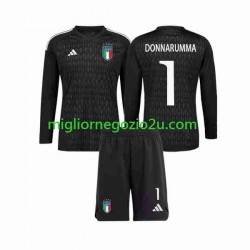 Maglia Italia Donnarumma 1 Portiere Bambino Trasferta Divisa 2023 Manica Lunga