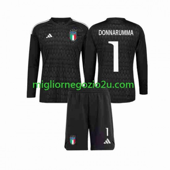 Maglia Italia Donnarumma 1 Portiere Bambino Trasferta Divisa 2023 Manica Lunga