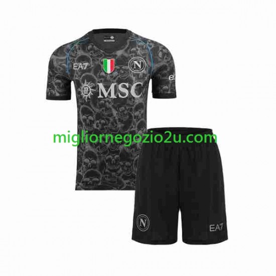 Maglia Napoli Halloween Bambino Casa Divisa 2023-2024 Manica Corta