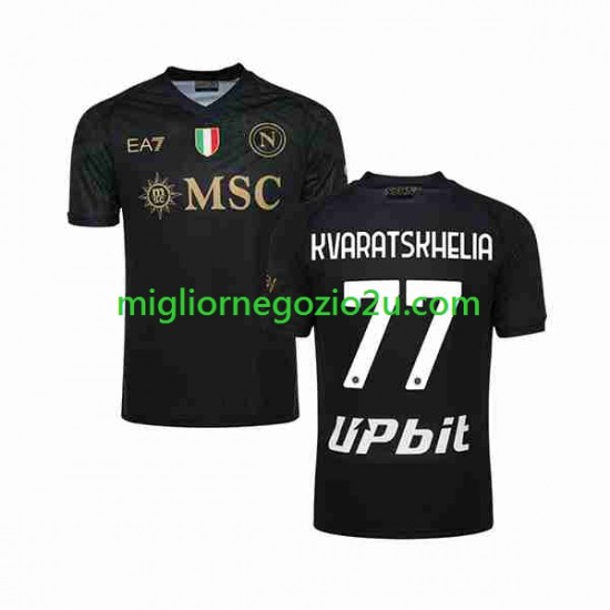 Maglia Napoli KVARATSKHELIA 77 Uomo Terza Divisa 2023-2024 Manica Corta