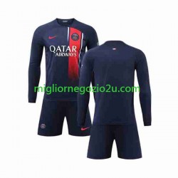Maglia Paris Saint-Germain Bambino Casa Divisa 2023-2024 Manica Lunga