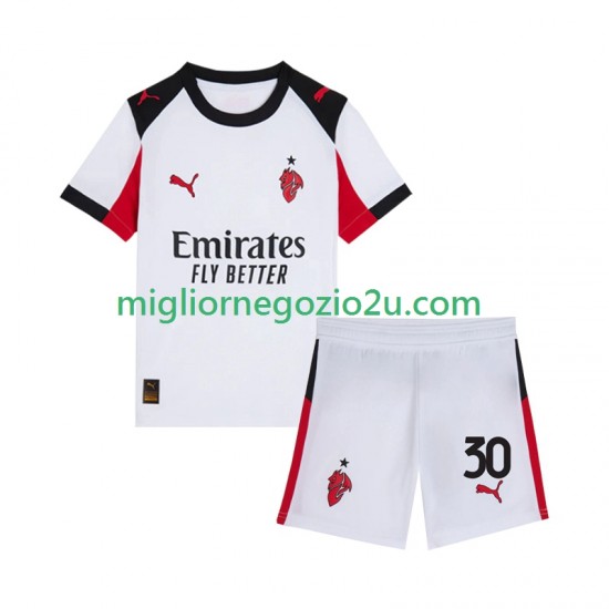 Maglia AC Milan Ardon Jashari 30 Bambino Trasferta Divisa 2025-2026 Manica Corta