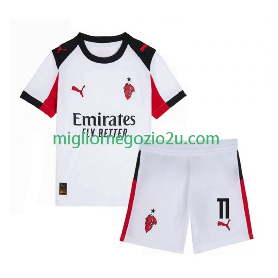 Maglia AC Milan Christian Pulisic 11 Bambino Trasferta Divisa 2025-2026 Manica Corta