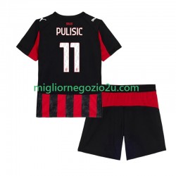 Maglia AC Milan Christian Pulisic 11 Bambino Casa Divisa 2025-2026 Manica Corta