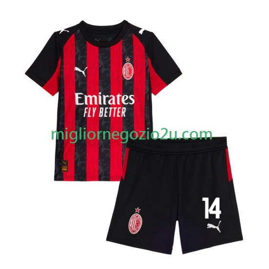 Maglia AC Milan Modrić Luca 14 Bambino Casa Divisa 2025-2026 Manica Corta