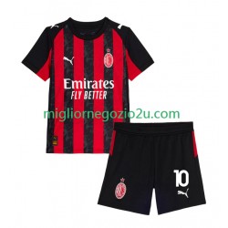 Maglia AC Milan Rafael Leao 10 Bambino Casa Divisa 2025-2026 Manica Corta