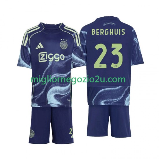 Maglia AFC Ajax Steven Berghuis 23 Bambino Trasferta Divisa 2025-2026 Manica Corta