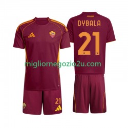 Maglia AS Roma Dybala 21 Bambino Casa Divisa 2025-2026 Manica Corta