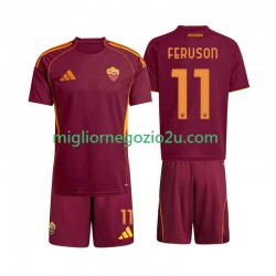 Maglia AS Roma Evan Ferguson 11 Bambino Casa Divisa 2025-2026 Manica Corta