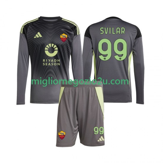 Maglia AS Roma Mile Svilar 99 Portiere Bambino Casa Divisa 2025-2026 Manica Lunga
