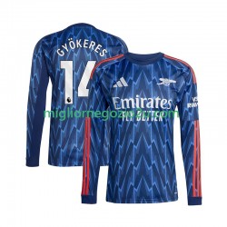 Maglia Arsenal Viktor Gyokeres 14 Uomo Trasferta Divisa 2025-2026 Manica Lunga