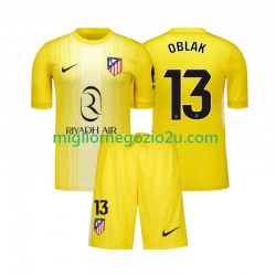 Maglia Atlético Madrid Jan Oblak 13 Portiere Bambino Casa Divisa 2025-2026 Manica Corta