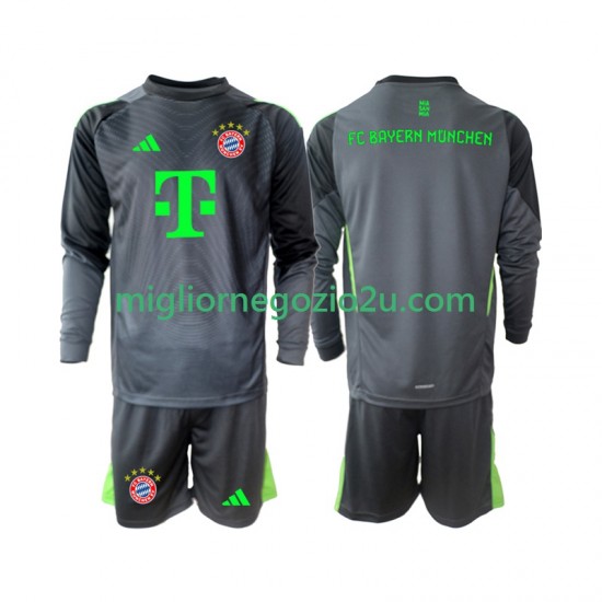 Maglia FC Bayern München Portiere Bambino Trasferta Divisa 2025-2026 Manica Lunga