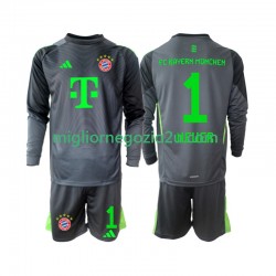 Maglia FC Bayern München Neuer 1 Portiere Bambino Trasferta Divisa 2025-2026 Manica Lunga