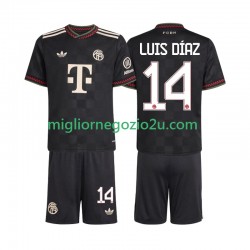 Maglia FC Bayern München Luis Diaz 14 Bambino Terza Divisa 2025-2026 Manica Corta