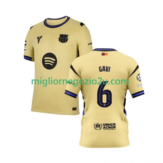 Maglia FC Barcelona Gavi 6 Champions League Uomo Trasferta Divisa 2025-2026 Manica Corta