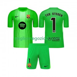 Maglia FC Barcelona Ter Stegen 1 Portiere Bambino Casa Divisa 2025-2026 Manica Corta