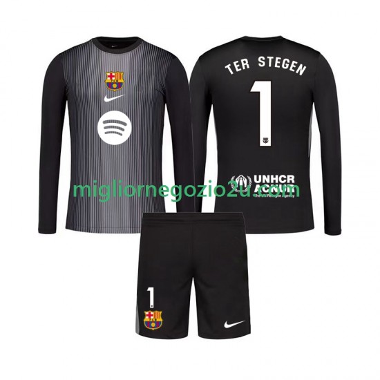 Maglia FC Barcelona Ter Stegen 1 Portiere Bambino Terza Divisa 2025-2026 Manica Lunga