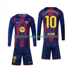 Maglia FC Barcelona Lamine Yamal 10 Bambino Casa Divisa 2025-2026 Manica Lunga