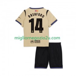 Maglia FC Barcelona Marcus Rashford 14 UCL Bambino Trasferta Divisa 2025-2026 Manica Corta