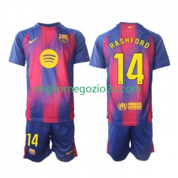 Maglia FC Barcelona Marcus Rashford 14 Bambino Casa Divisa 2025-2026 Manica Corta