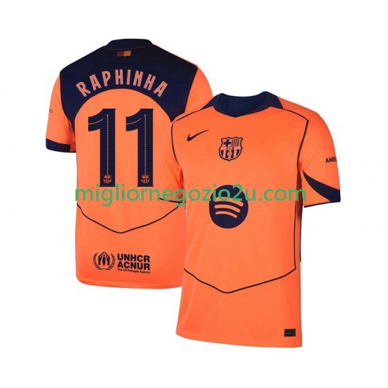 Maglia FC Barcelona Raphinha 11 Champions League Uomo Terza Divisa 2025-2026 Manica Corta