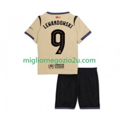 Maglia FC Barcelona Robert Lewandowski 9 UCL Bambino Trasferta Divisa 2025-2026 Manica Corta