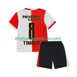 Maglia Feyenoord Rotterdam Quinten Timber 8 Bambino Casa Divisa 2025-2026 Manica Corta