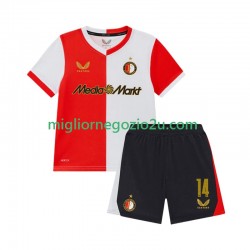 Maglia Feyenoord Rotterdam Sem Steijn 14 Bambino Casa Divisa 2025-2026 Manica Corta
