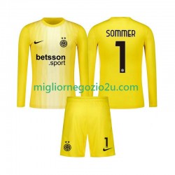 Maglia Inter Milan Yann Sommer 1 Portiere Bambino Trasferta Divisa 2025-2026 Manica Lunga