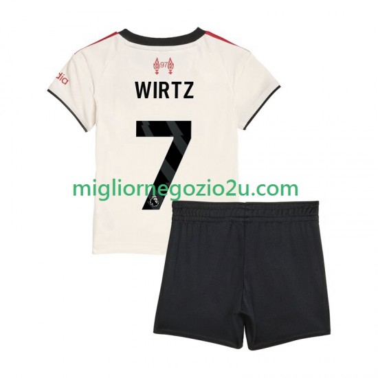 Maglia Liverpool Florian Wirtz 7 Bambino Trasferta Divisa 2025-2026 Manica Corta