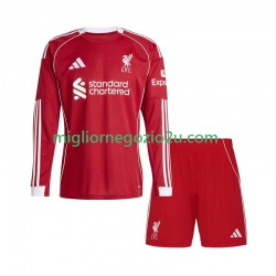 Maglia Liverpool Bambino Casa Divisa 2025-2026 Manica Lunga