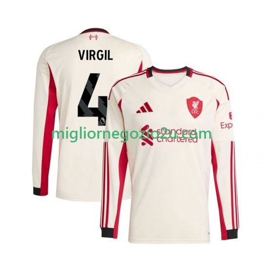Maglia Liverpool Virgil van Dijk 4 Uomo Trasferta Divisa 2025-2026 Manica Lunga