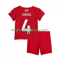Maglia Liverpool Virgil van Dijk 4 Bambino Casa Divisa 2025-2026 Manica Corta