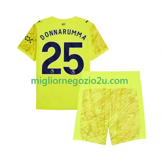 Maglia Manchester City Gianluigi Donnarumma 25 Portiere Bambino Terza Divisa 2025-2026 Manica Corta