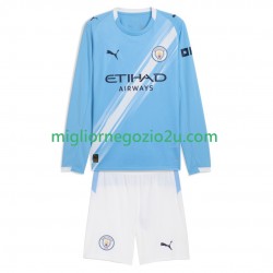 Maglia Manchester City Bambino Casa Divisa 2025-2026 Manica Lunga
