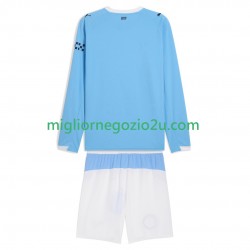 Maglia Manchester City Bambino Casa Divisa 2025-2026 Manica Lunga