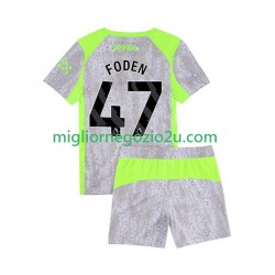 Maglia Manchester City Phil Foden 47 Bambino Terza Divisa 2025-2026 Manica Corta