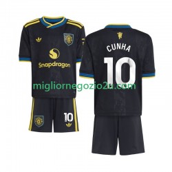 Maglia Manchester United Matheus Cunha 10 Bambino Terza Divisa 2025-2026 Manica Corta