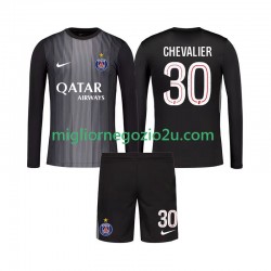 Maglia Paris Saint-Germain Lucas Chevalier 30 Portiere Bambino Casa Divisa 2025-2026 Manica Lunga