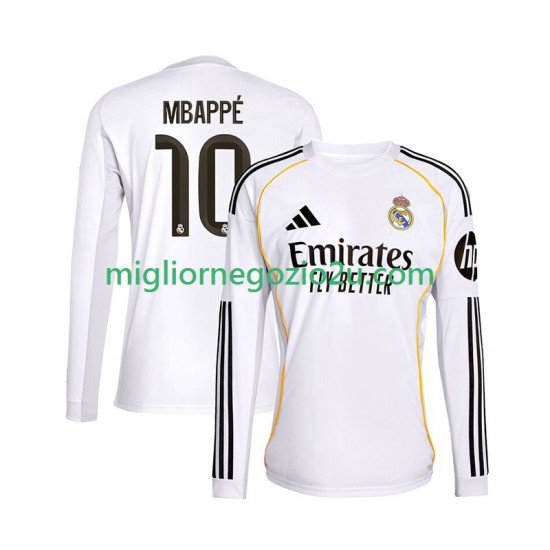 Maglia Real Madrid Mbappé Kylian 10 Uomo Casa Divisa 2025-2026 Manica Lunga
