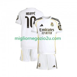 Maglia Real Madrid Mbappé Kylian 10 Bambino Casa Divisa 2025-2026 Manica Corta