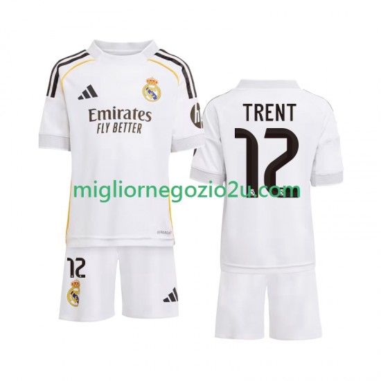 Maglia Real Madrid Trent Alexander-Arnold 12 Bambino Casa Divisa 2025-2026 Manica Corta